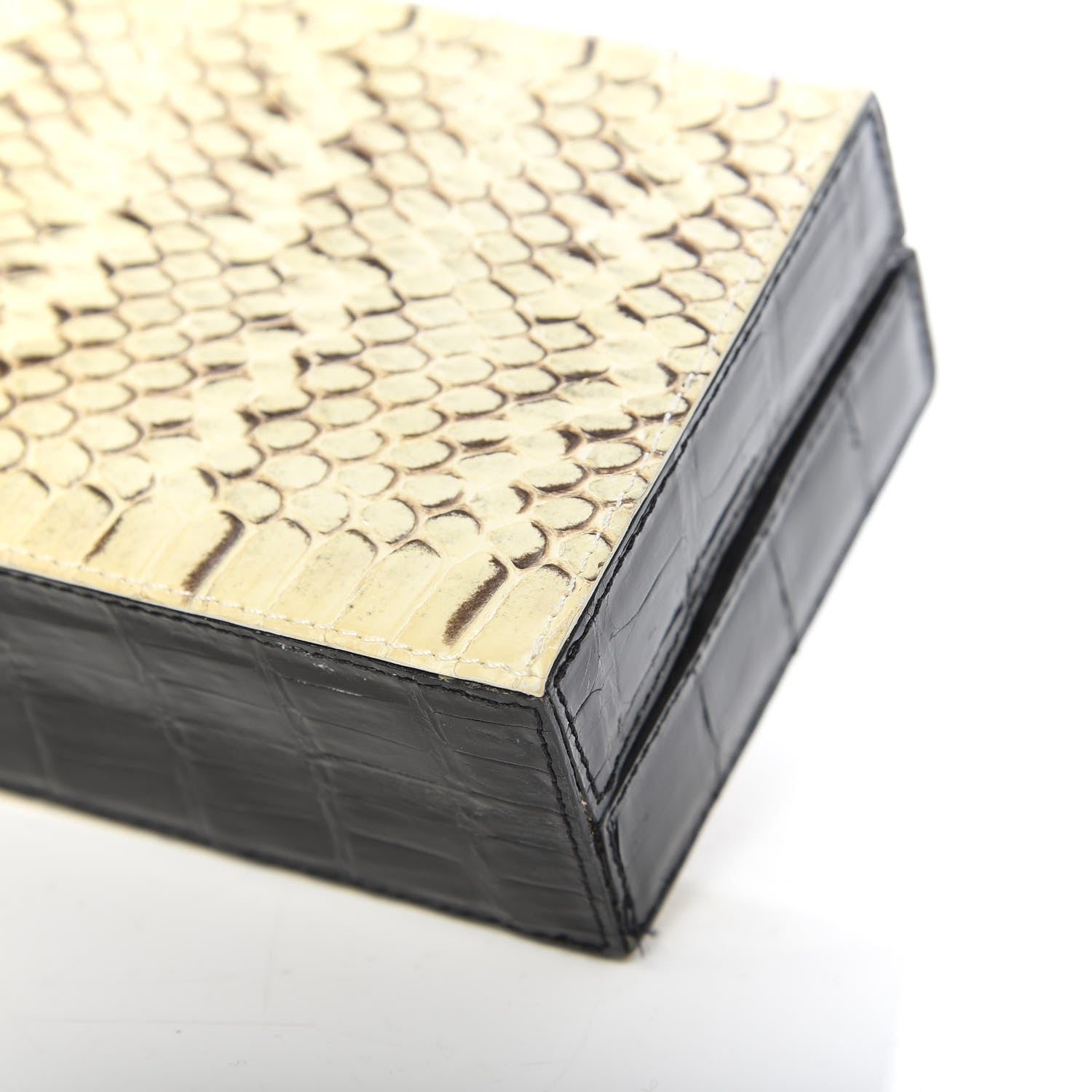 Nancy Gonzalez Snakeskin Crocodile Box Clutch Ivory Black 8 of 10
