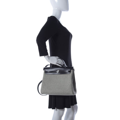 Hermes Vache Hunter Criss Viking Herbag Zip Retourne 31 PM Ecru Black 4 of 15