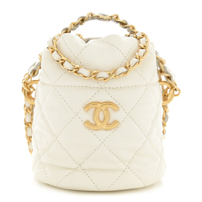 Chanel Caviar Quilted Coco First Bucket Clutch With Chain White 1 of 10