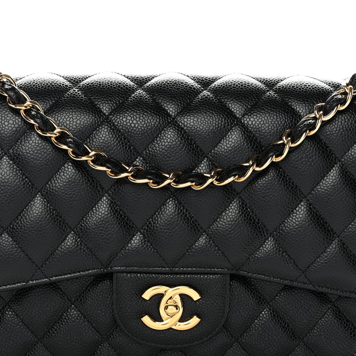 Caviar Quilted Jumbo Double Flap Black