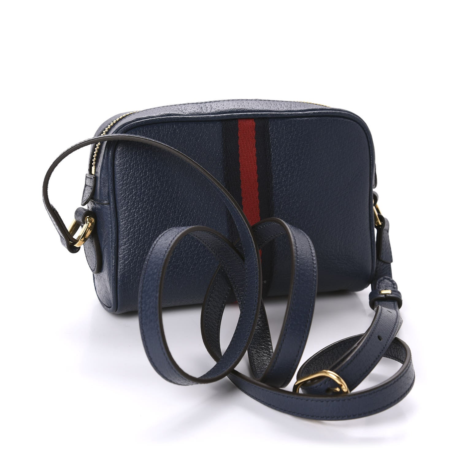 Gucci Textured Calfskin Web Mini Ophidia Shoulder Bag Blue Agata 3 of 11