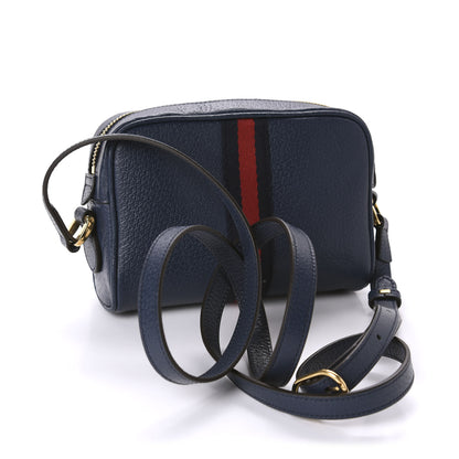 Gucci Textured Calfskin Web Mini Ophidia Shoulder Bag Blue Agata 3 of 11