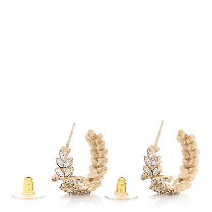 Chanel Crystal CC Hoop Earrings Gold 4 of 5