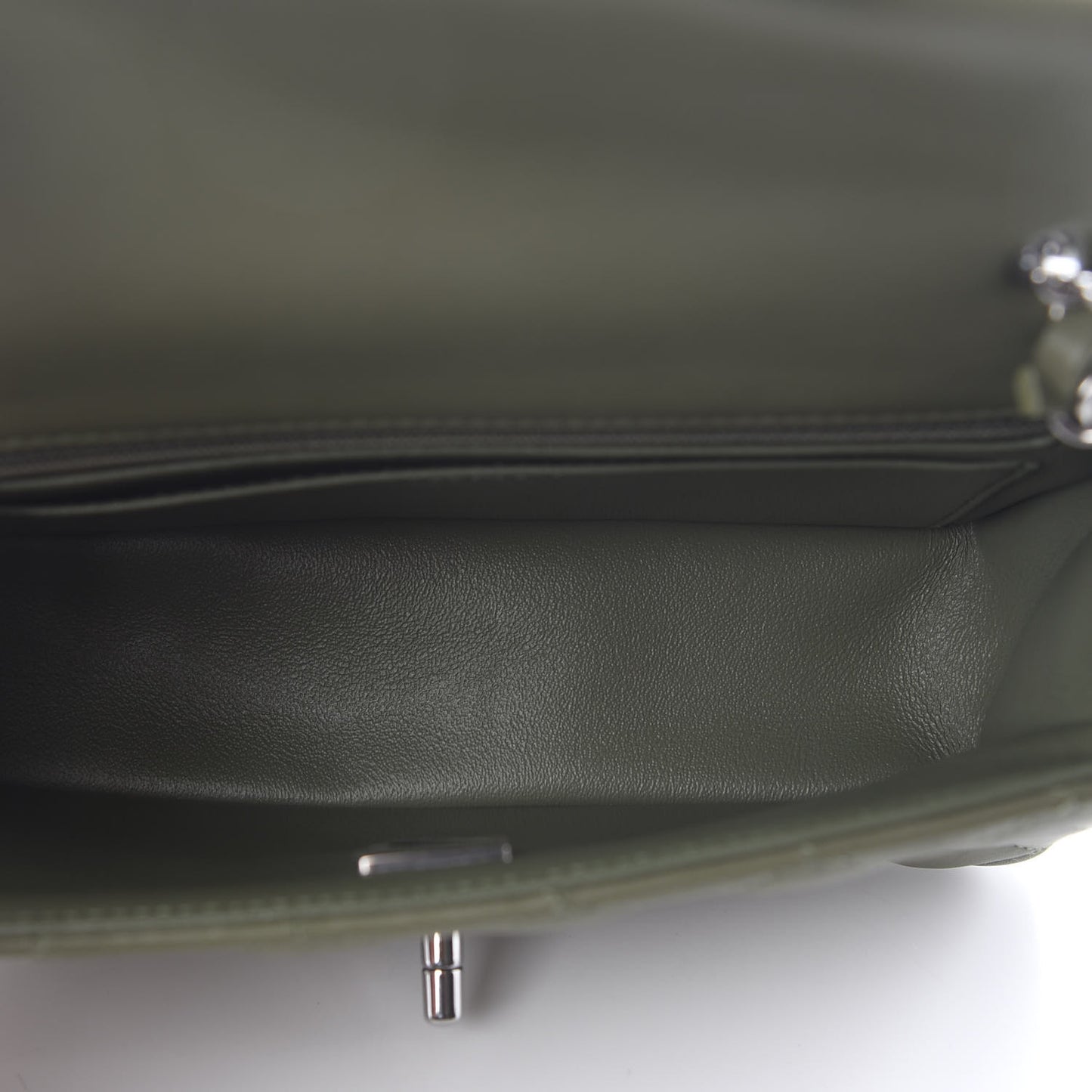 Lambskin Quilted Mini Rectangular Flap Green