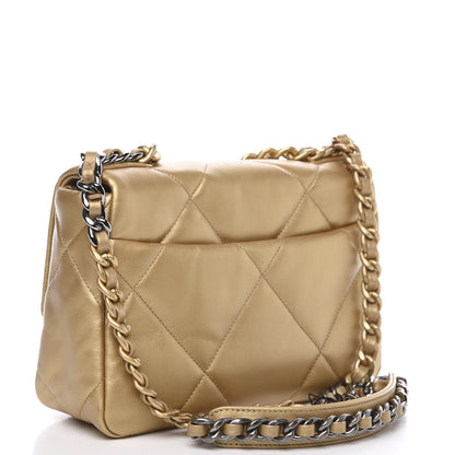 Chanel Metallic Goatskin Quilted Medium 19 Flap Gold 2 of 10