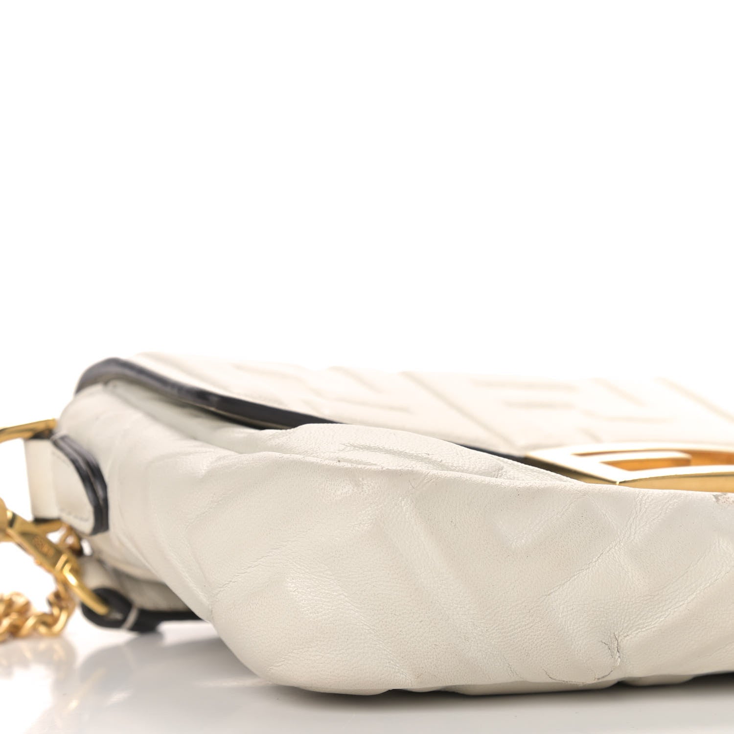 Fendi Nappa FF 1974 Embossed Mini Baguette White 8 of 13