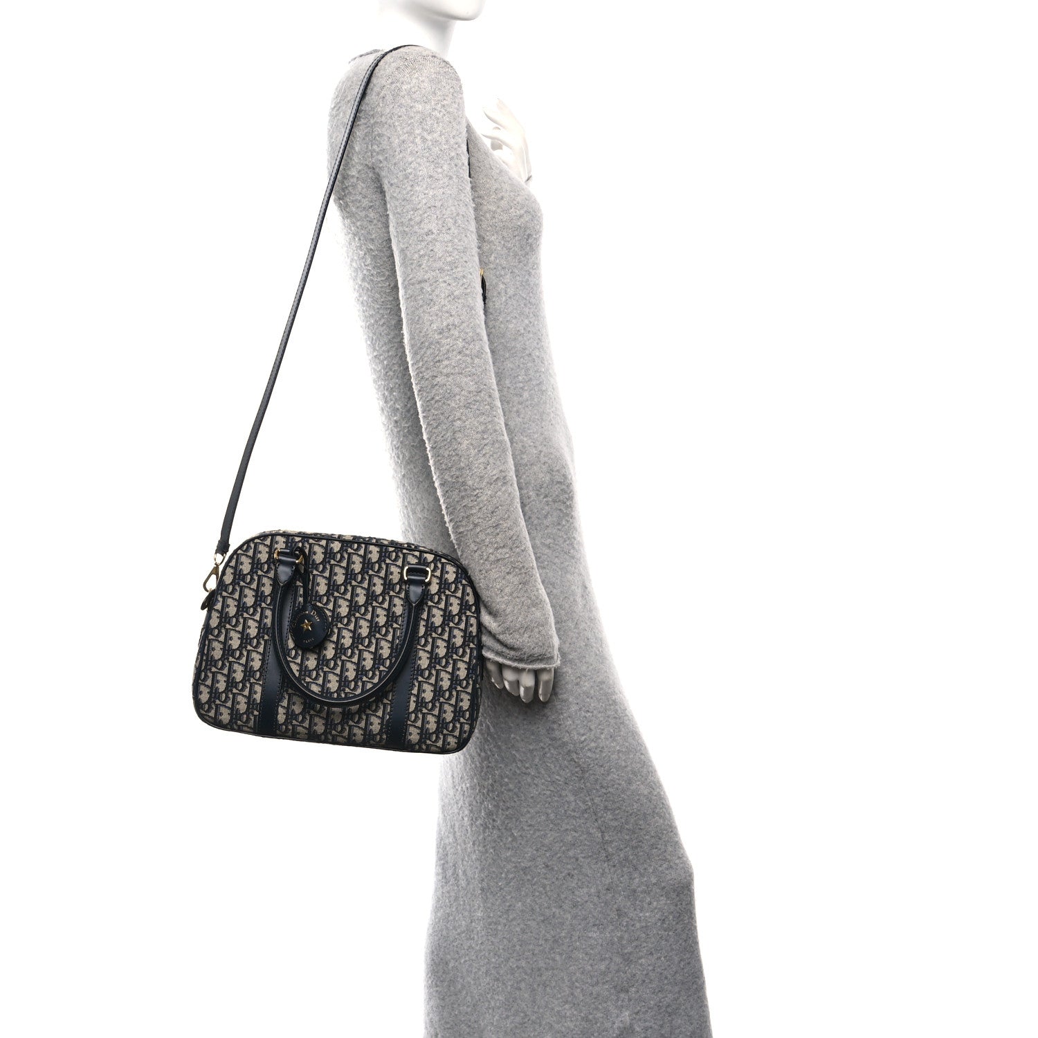 Christian Dior Oblique Large D-Vibe Bowling Bag Navy 2 of 10