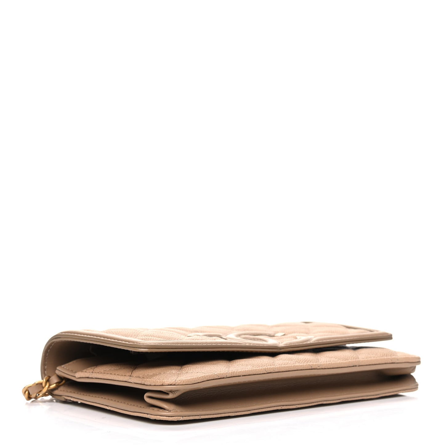 Caviar Quilted CC Filigree Wallet On Chain WOC Beige
