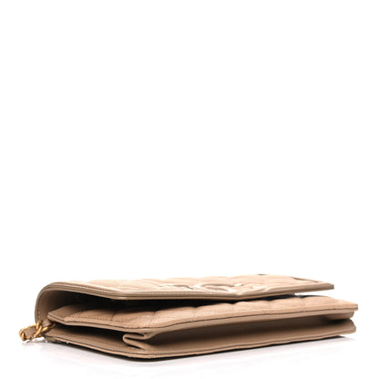Chanel Caviar Quilted CC Filigree Wallet On Chain WOC Beige 3 of 5