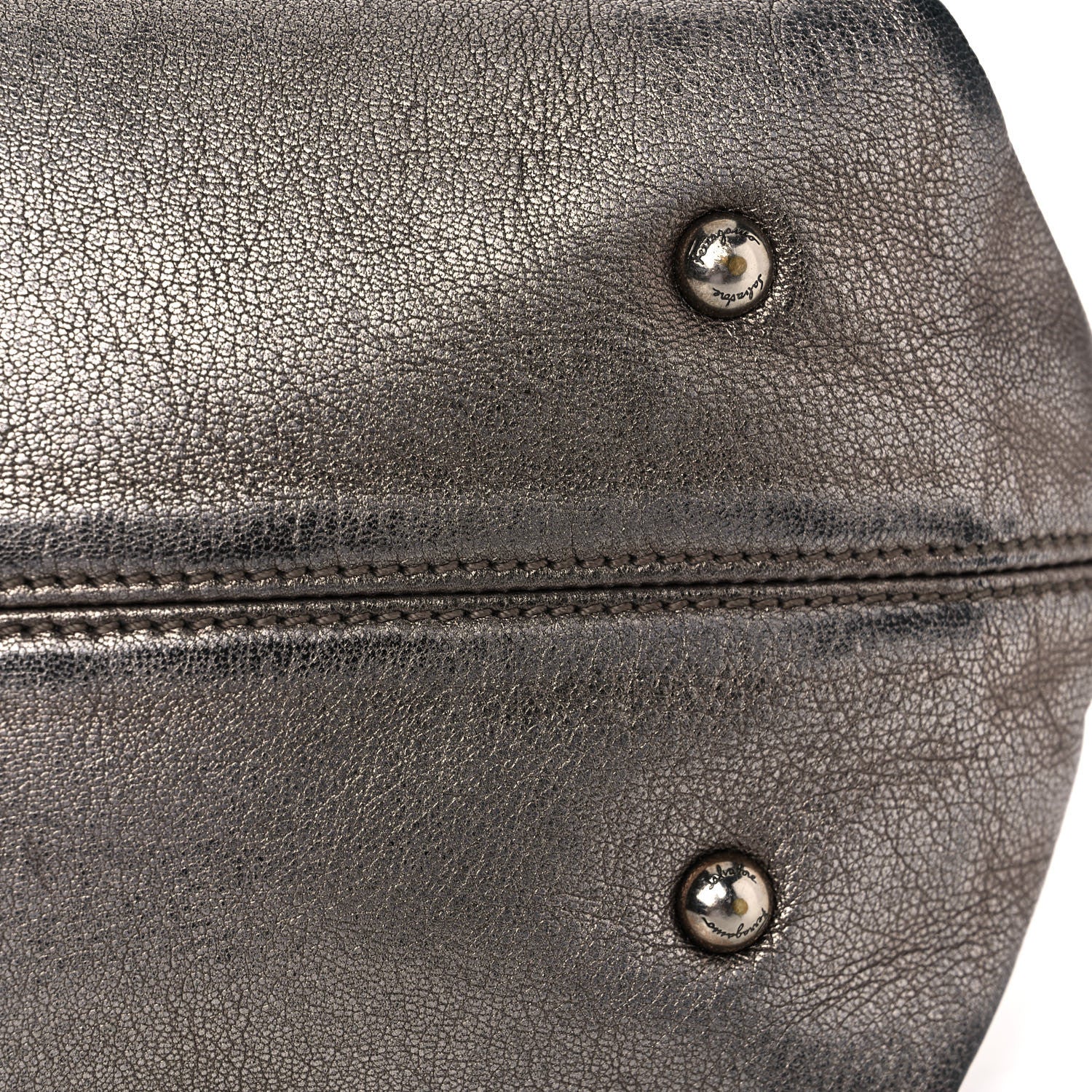 Salvatore Ferragamo Metallic Grained Calfskin Sofia Satchel Silver 20 of 39