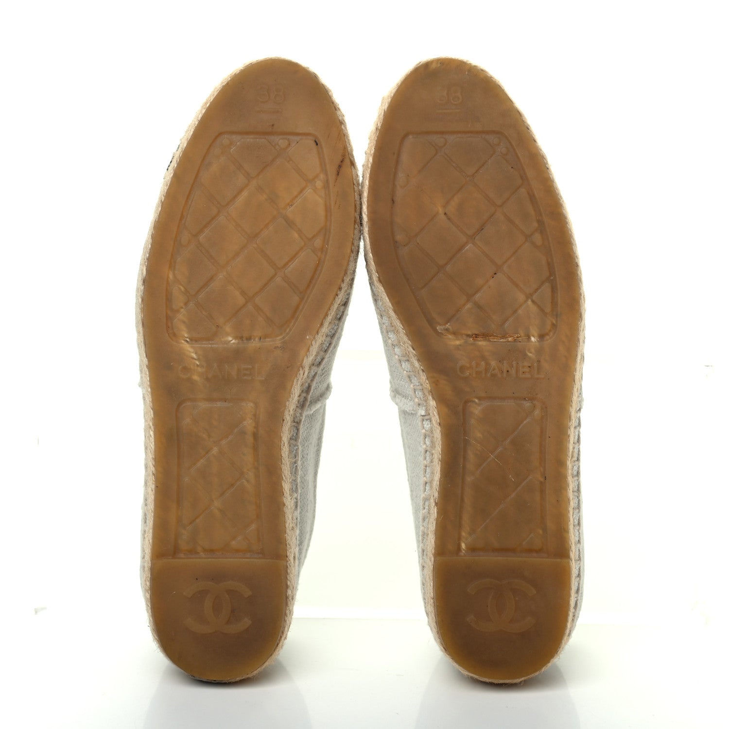 Chanel Linen CC Espadrilles 38 Beige Black 5 of 14