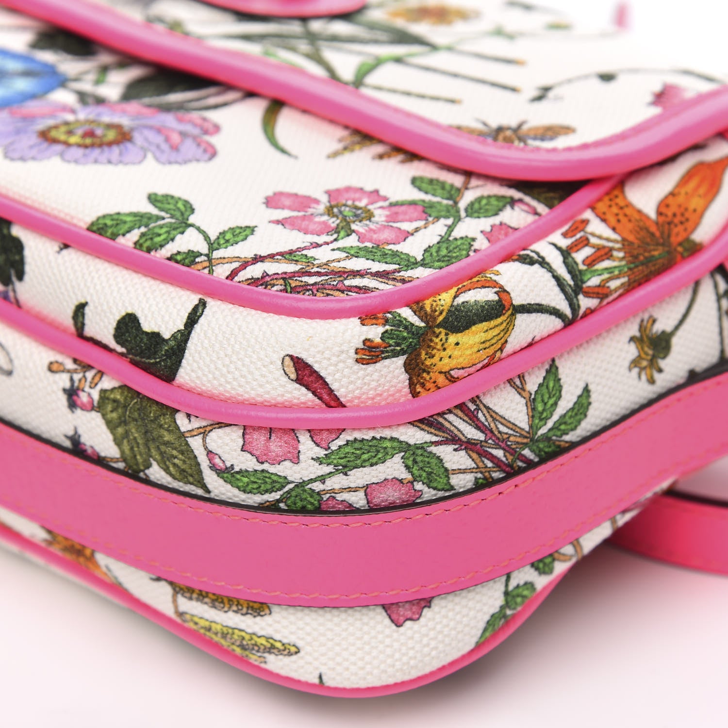Gucci Canvas Flora Floral Shoulder Bag White Fuchsia Fluo 9 of 9