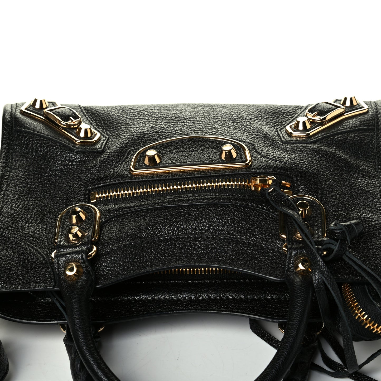 Chevre Gold Metallic Edge Hardware Mini City Black