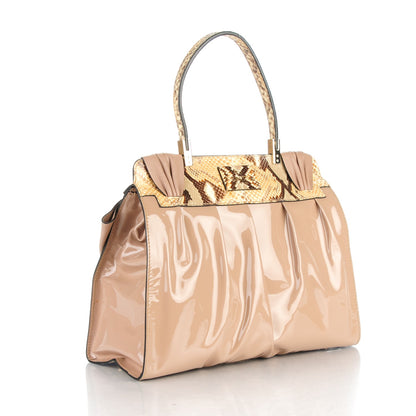 Valentino Garavani Patent Lacca Python Large Aphrodite Bow Satchel Beige 3 of 8