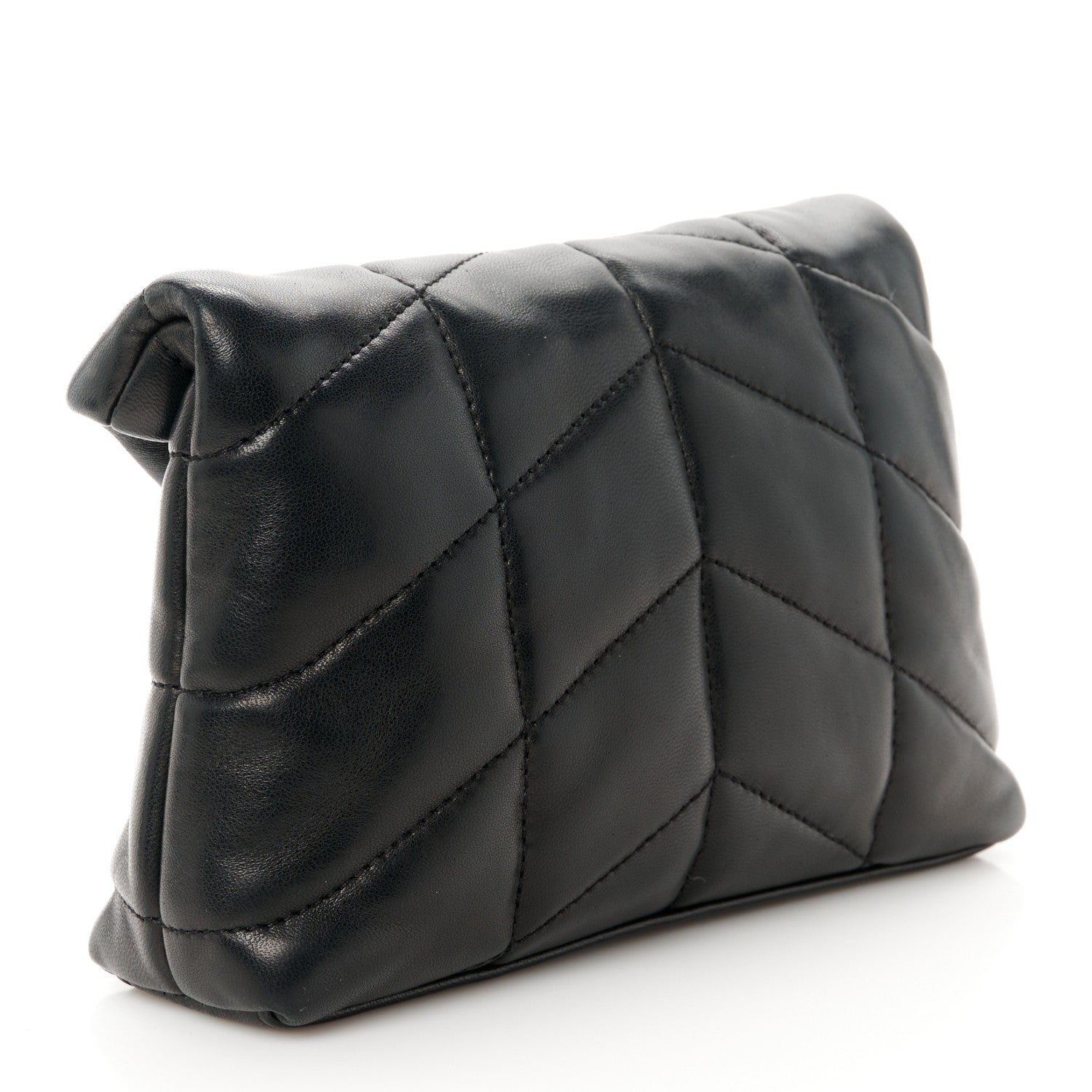 Saint Laurent Lambskin Monogram Loulou Puffer Pouch Clutch Black 3 of 11