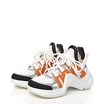 Louis Vuitton Calfskin Technical Nylon LV Archlight Sneakers 37 White Orange Blue 3 of 9