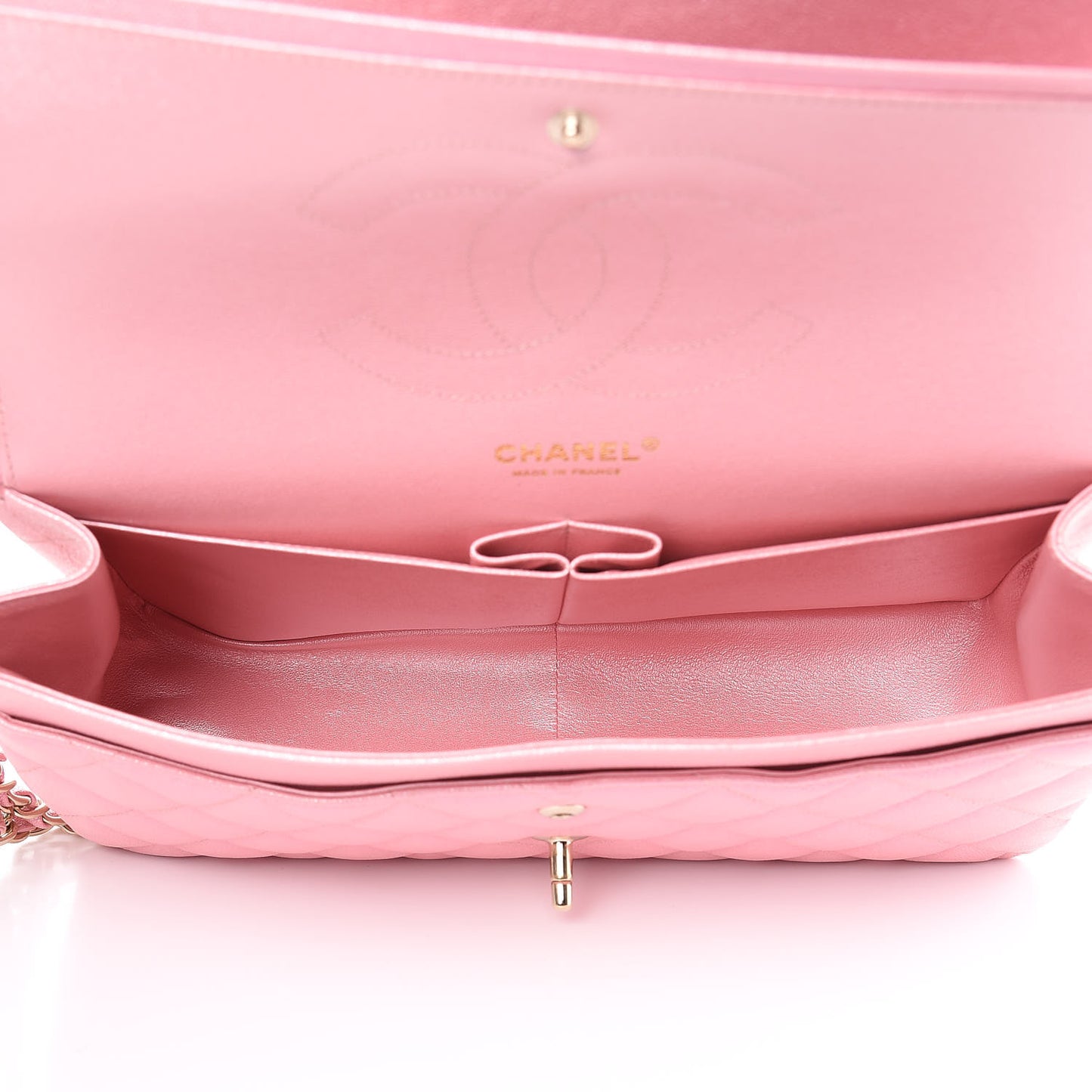 Iridescent Caviar Quilted Jumbo Double Flap Rose Pink