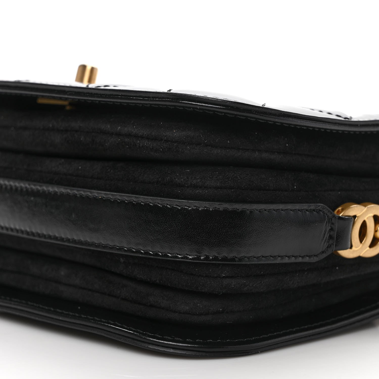 Chanel Shiny Calfskin Quilted Suede Goatskin Messenger Black 9 of 10