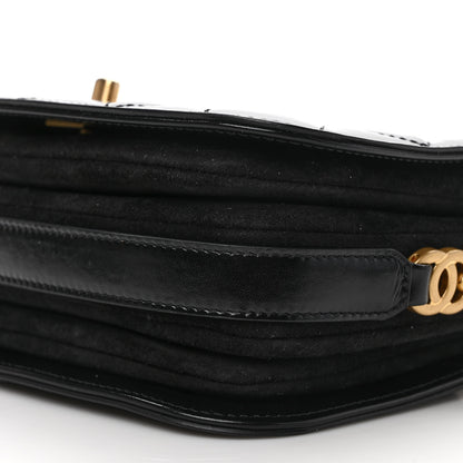 Chanel Shiny Calfskin Quilted Suede Goatskin Messenger Black 9 of 10