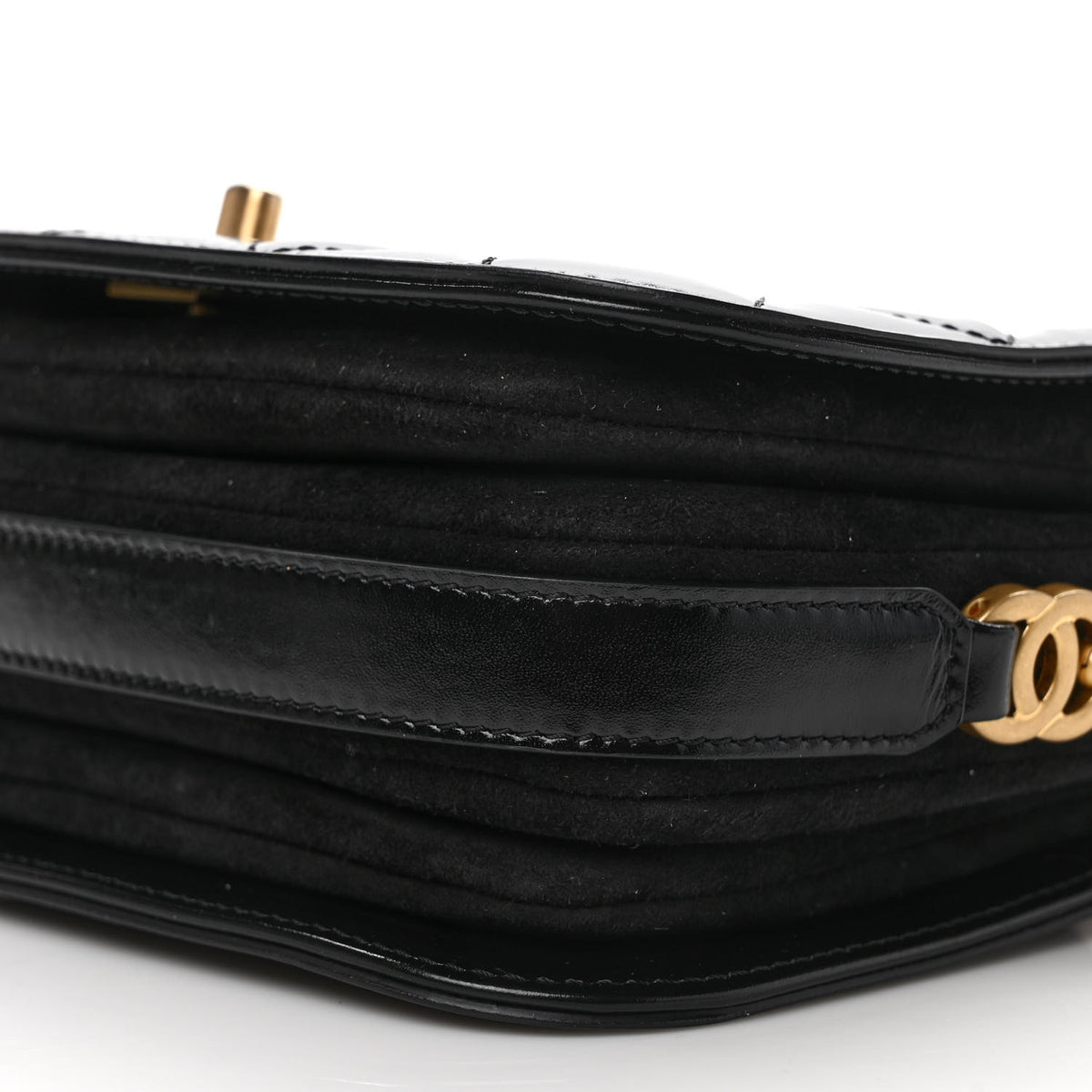 Shiny Calfskin Quilted Suede Goatskin My Sweet CC Messenger Black