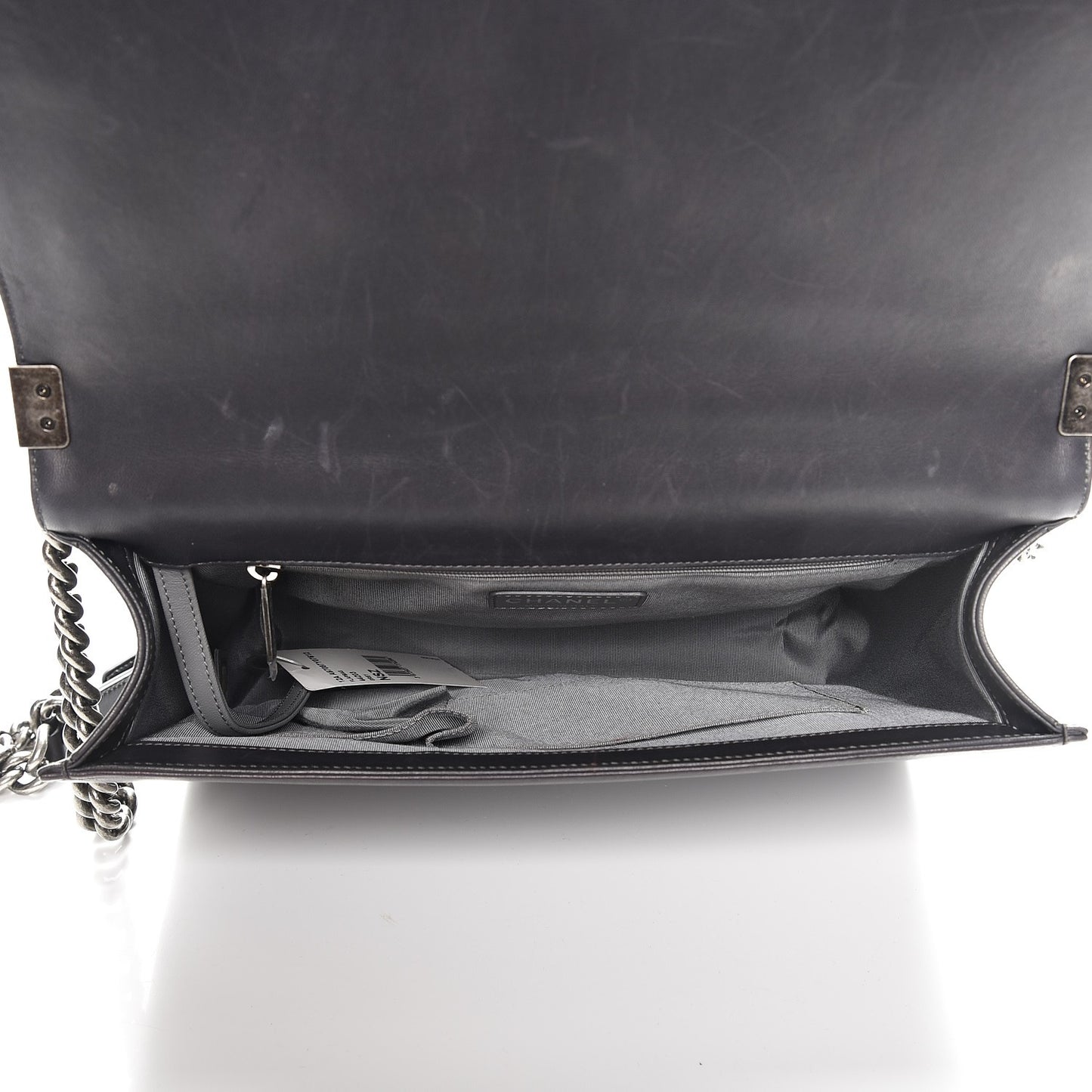 Lambskin Quilted Large Boy Flap Grey