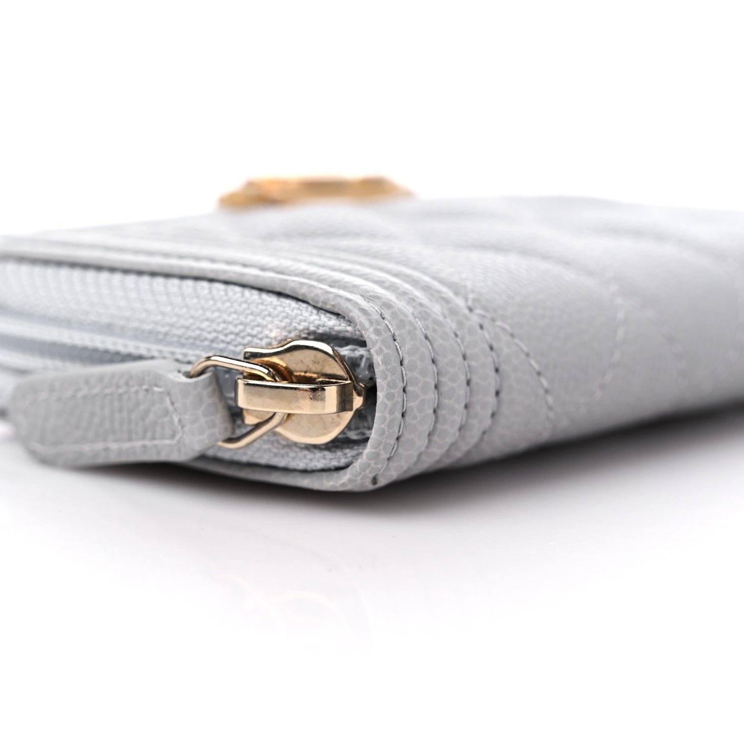 Chanel Caviar Quilted Boy Zip Around Coin Purse Wallet Grey 8 of 9