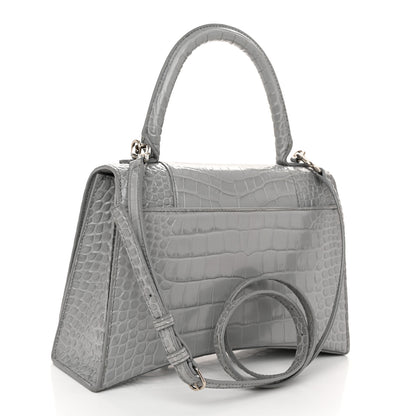 Balenciaga Shiny Calfskin Crocodile Embossed Medium Hourglass Top Handle Bag Balenciaga Grey 3 of 9