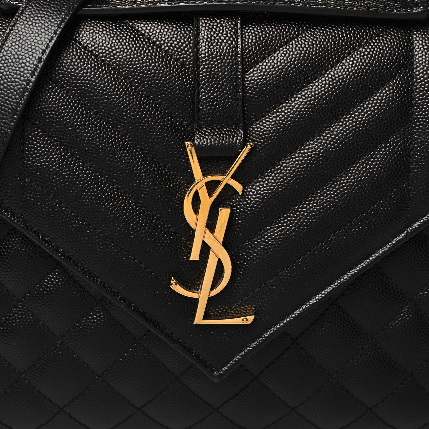 Saint Laurent Grain De Poudre Textured Mixed Matelasse Triquilt Medium Monogram Satchel Black 7 of 9