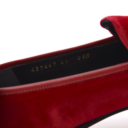 Gucci Velvet Horsebit Womens Jordaan Loafers 41 Hibiscus Red 9 of 10