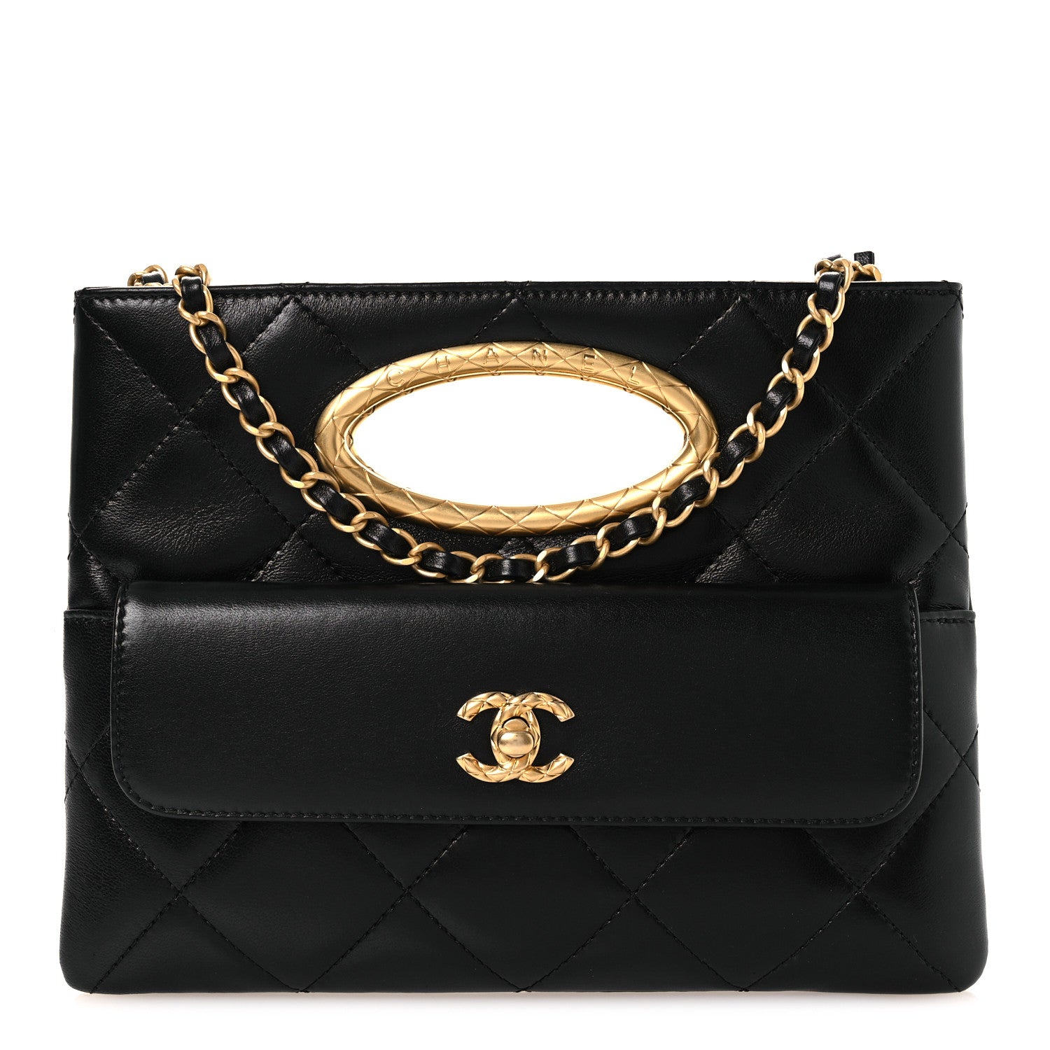 Chanel Lambskin Quilted Clutch Mini Flap Bag Black 1 of 12
