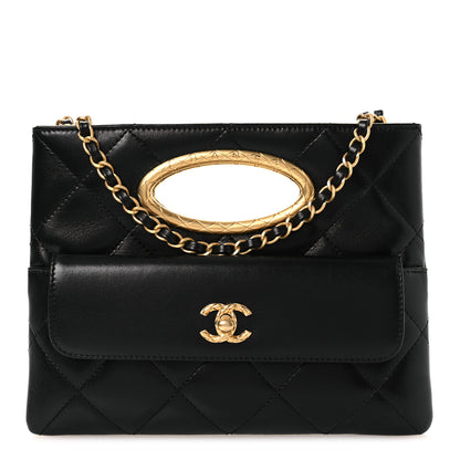 Chanel Lambskin Quilted Clutch Mini Flap Bag Black 1 of 12