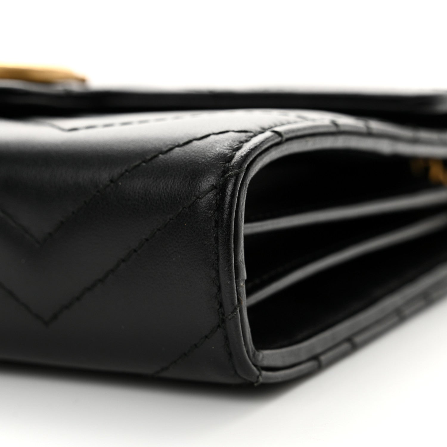 Gucci Calfskin Matelasse GG Marmont Chain Wallet Black 9 of 11