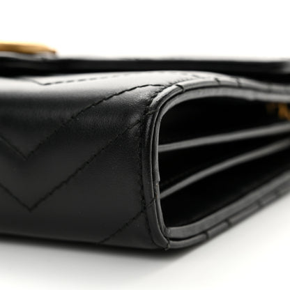 Gucci Calfskin Matelasse GG Marmont Chain Wallet Black 9 of 11