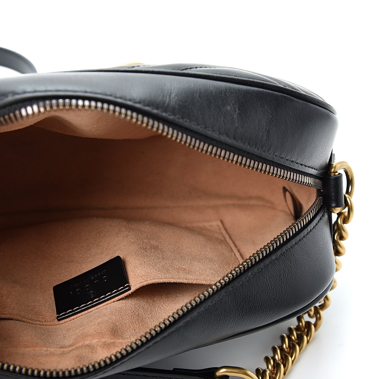 Calfskin Matelasse Small GG Marmont Chain Shoulder Bag Black