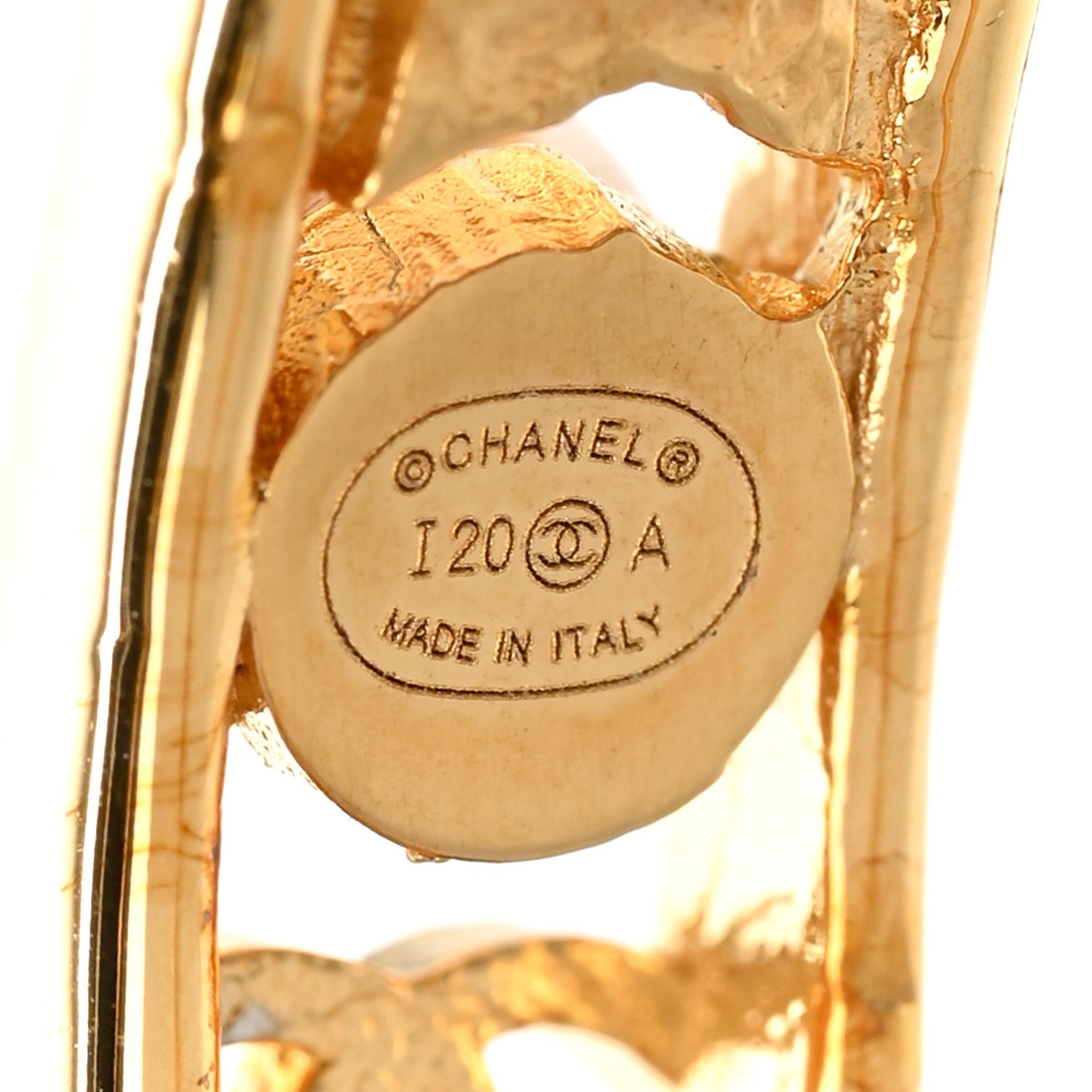 Chanel Crystal Pearl CC Hoop Earrings Gold Pearly White 4 of 5