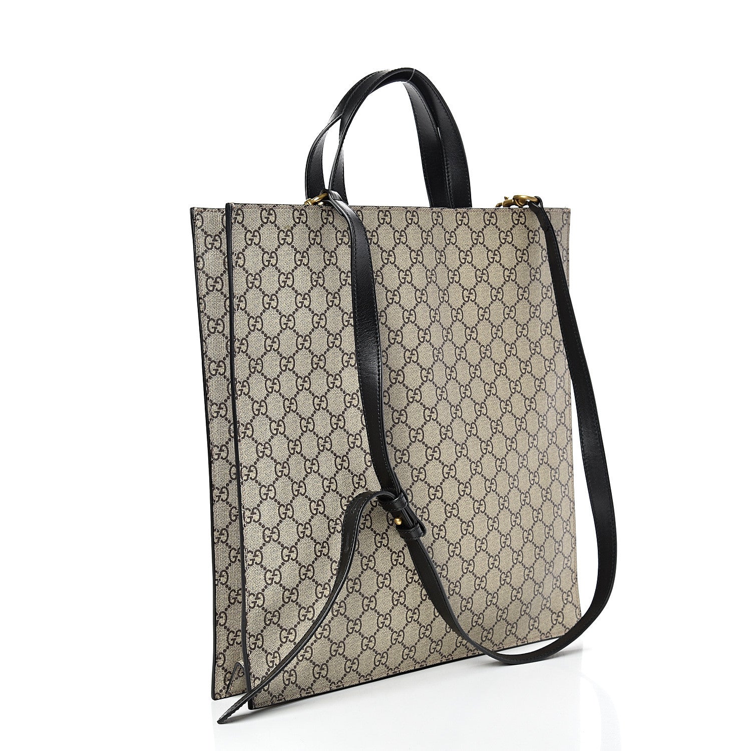 Gucci Soft GG Supreme Monogram Kingsnake Vertical Tote Black 2 of 9