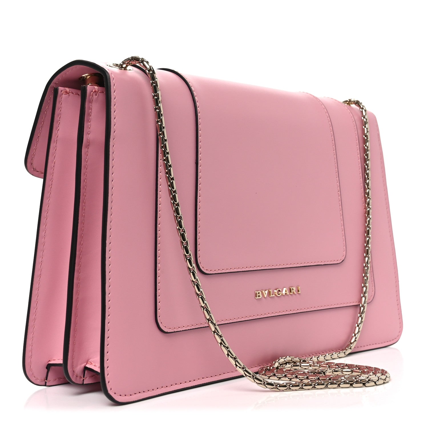 Bulgari Calfskin Serpenti Forever Shoulder Bag Flamingo Topaz 4 of 10