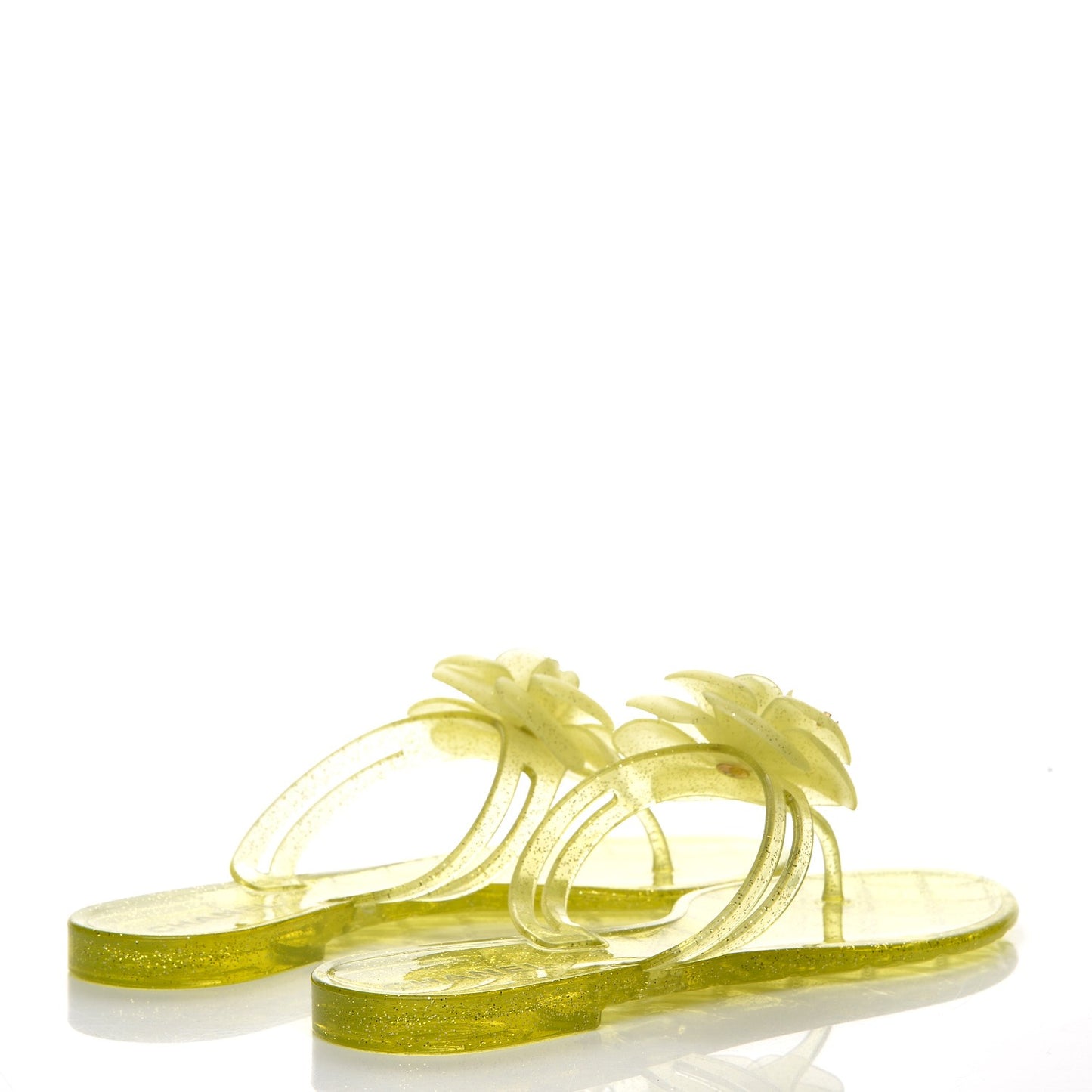 Jelly Camellia Glitter Thong Sandals 39 Yellow