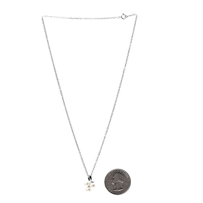 Mikimoto 18K White Gold Diamond Akoya Pearl 4.5-5mm Pendant Necklace 2 of 6
