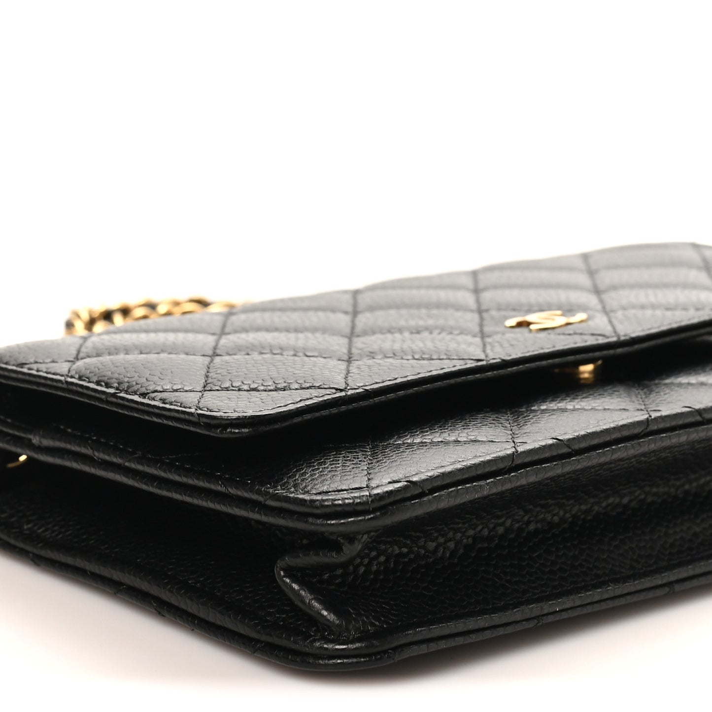 Caviar Quilted Wallet on Chain WOC Black