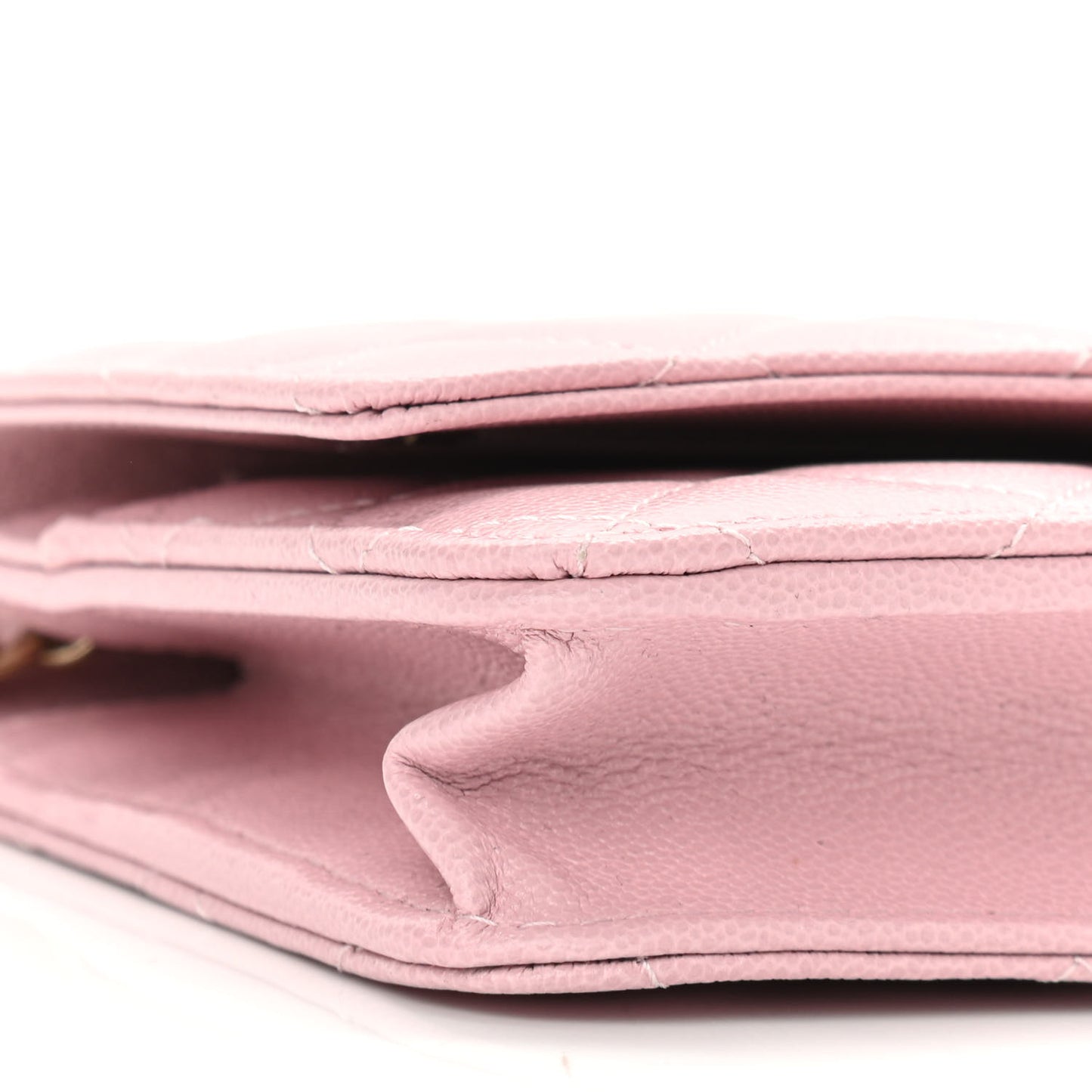 Caviar Quilted Studded CC Wallet on Chain WOC Light Pink