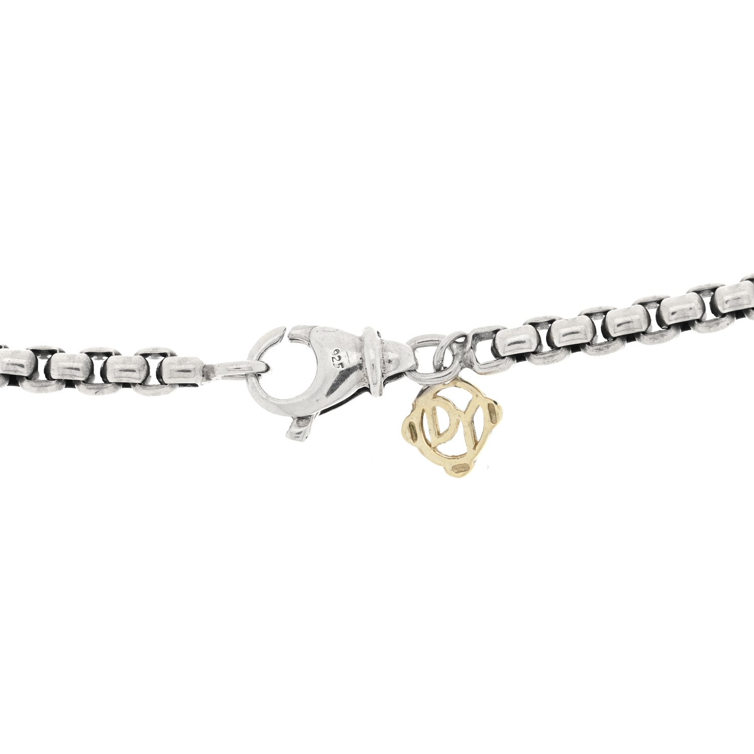 David Yurman Sterling Silver 14K Yellow Gold Blue Topaz 12mm Albion Pendant Box Chain Necklace 5 of 5