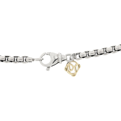 David Yurman Sterling Silver 14K Yellow Gold Blue Topaz 12mm Albion Pendant Box Chain Necklace 5 of 5