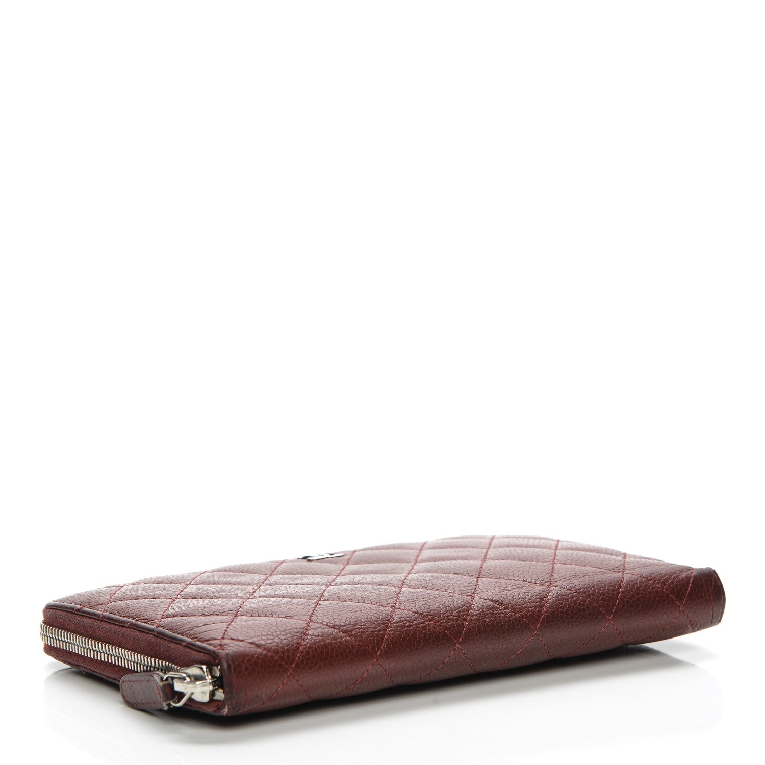 Chanel Caviar Quilted Large Zip Around Organizer Wallet Dark Red 4 of 13