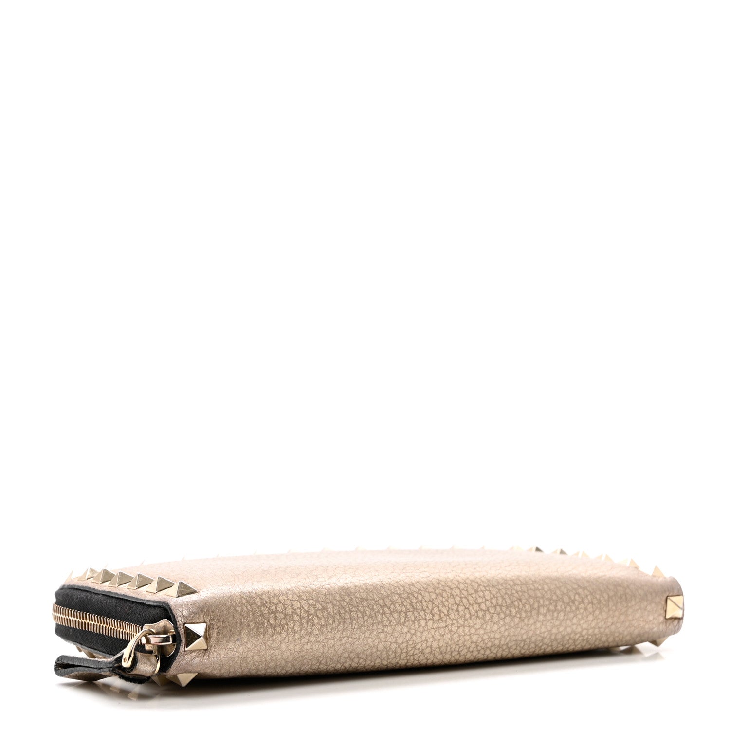Valentino Garavani Metallic Pebbled Calfskin Rockstud Zip Around Wallet Skin 4 of 12
