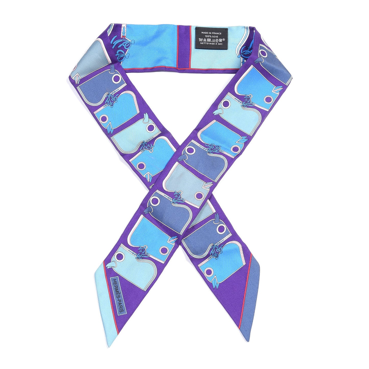 Silk Camails Twilly Scarf Violet Azure Celado