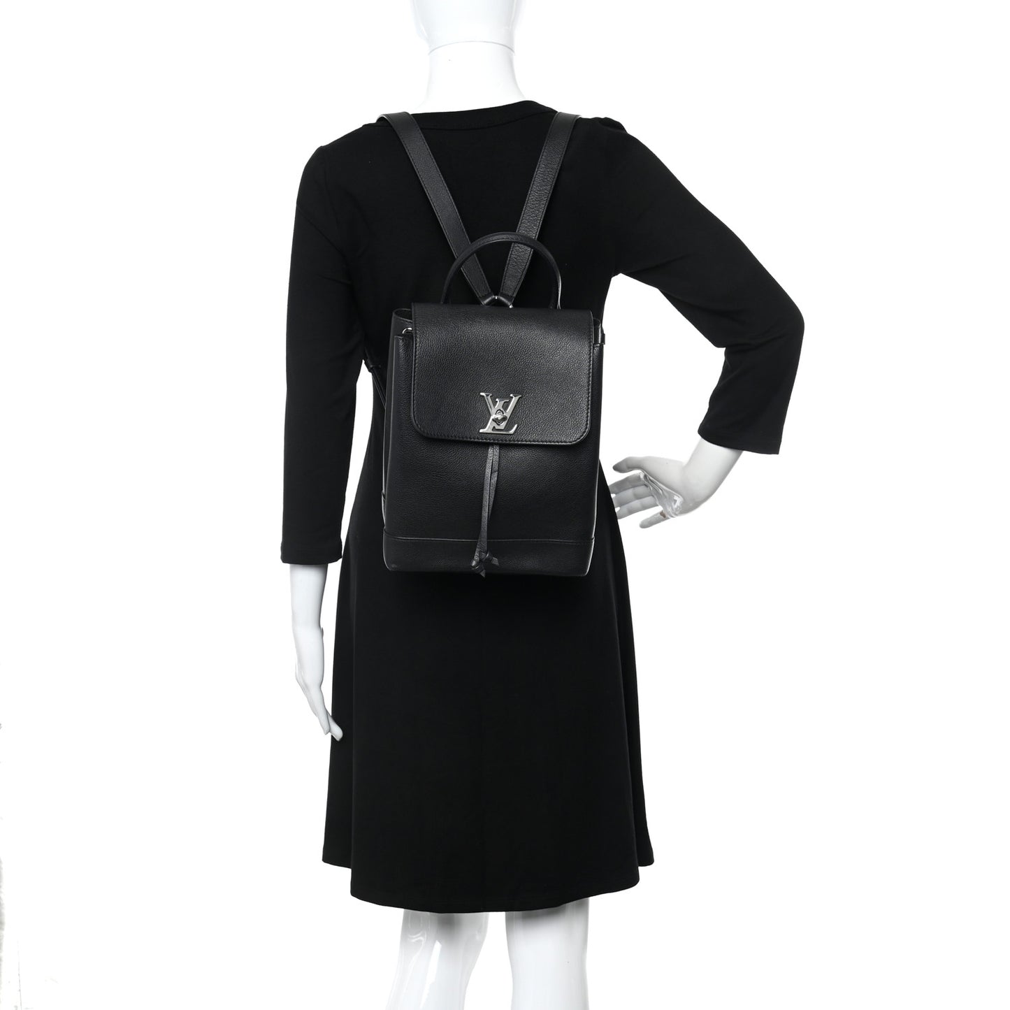 Calfskin Lockme Backpack Black
