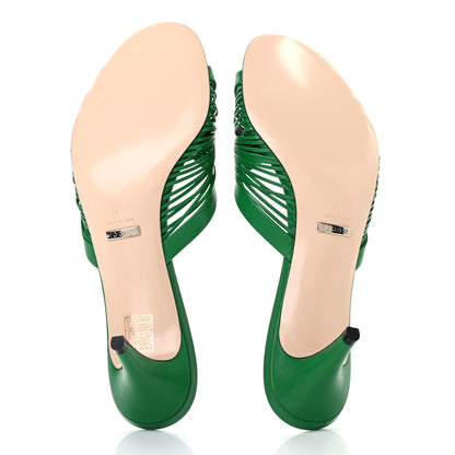 Gucci Malaga Kid Crawford Knot Mid Heel Slide Sandals 40 New Shamarock 5 of 7
