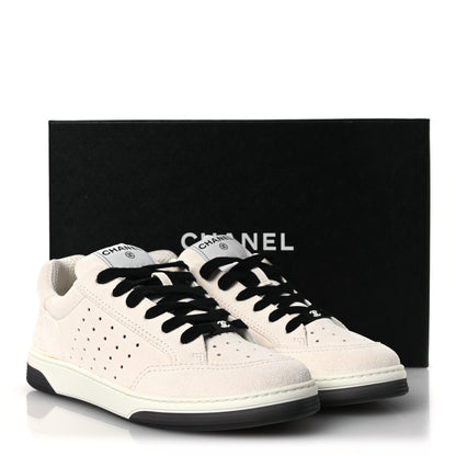 Chanel Suede Calfskin Logo Sneakers 40 Black White 11 of 11