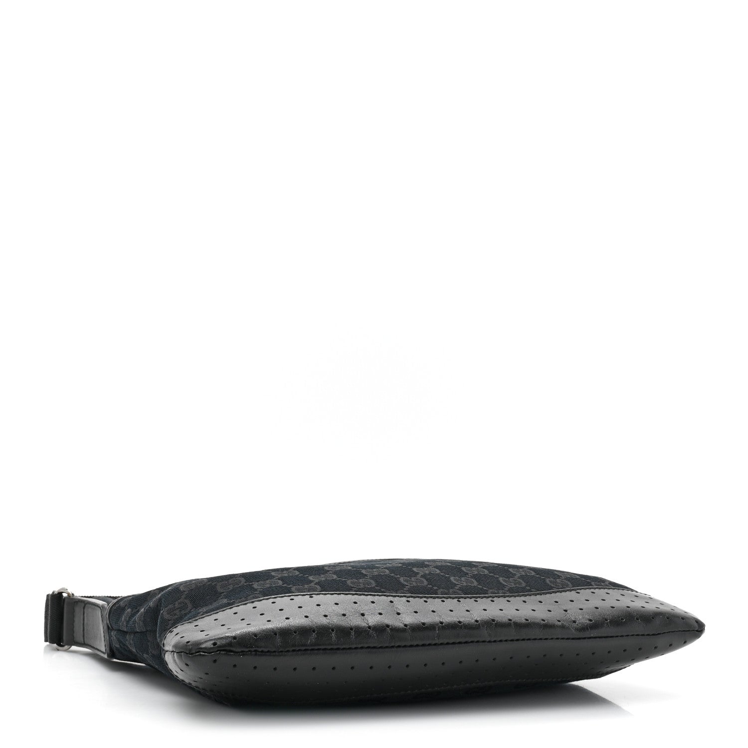 Gucci Monogram Calfskin Perforated Medium Flat Messenger Bag Black 4 of 9